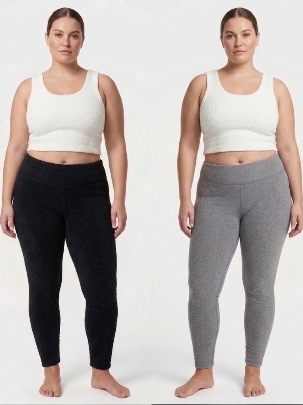Cozy High-Rise Plush Leggings - Black & Gray
